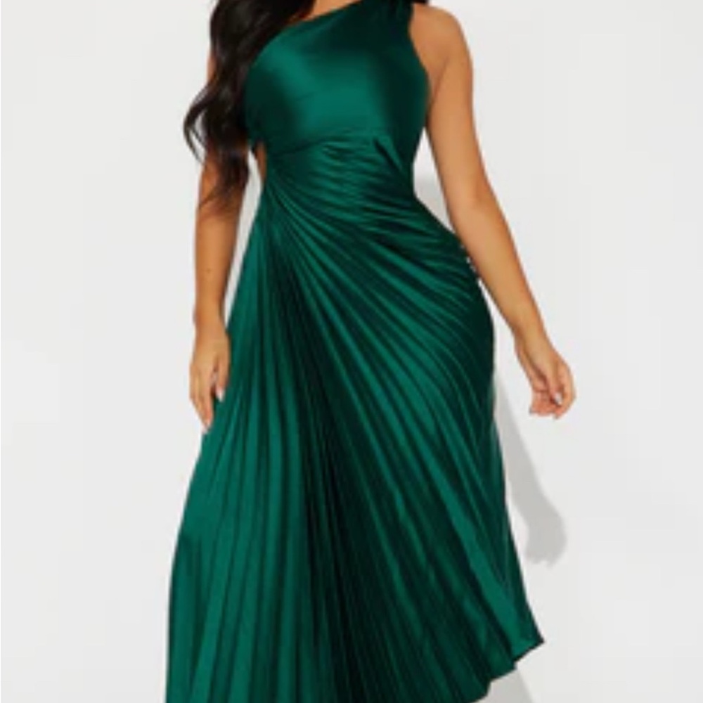 Fashion Nova Green One-Shoulder Dress